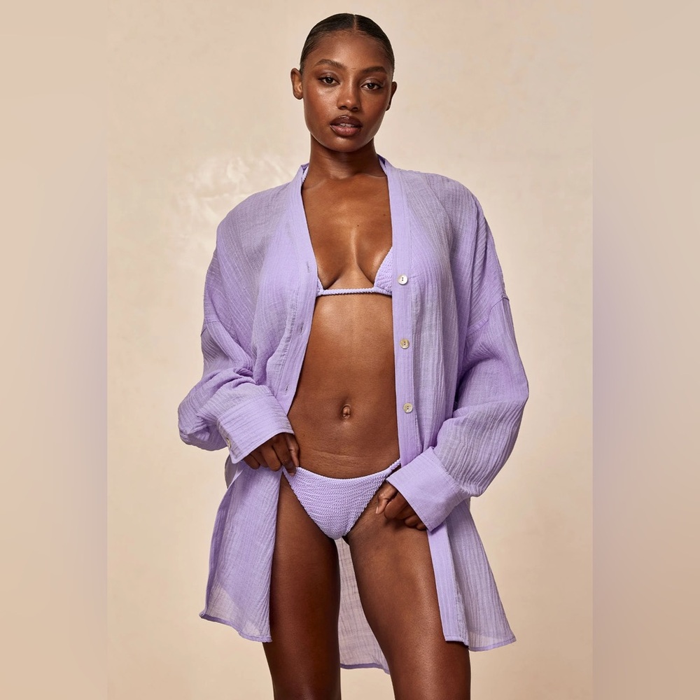 Monday Swimwear Barcelona Tunic - Wisteria Crinkle Linen, M/L